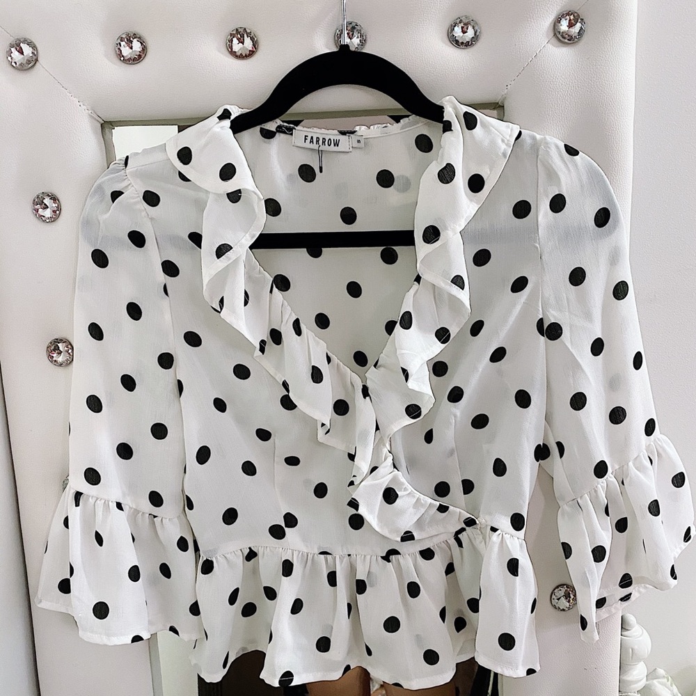 Polka dot wrap blouse